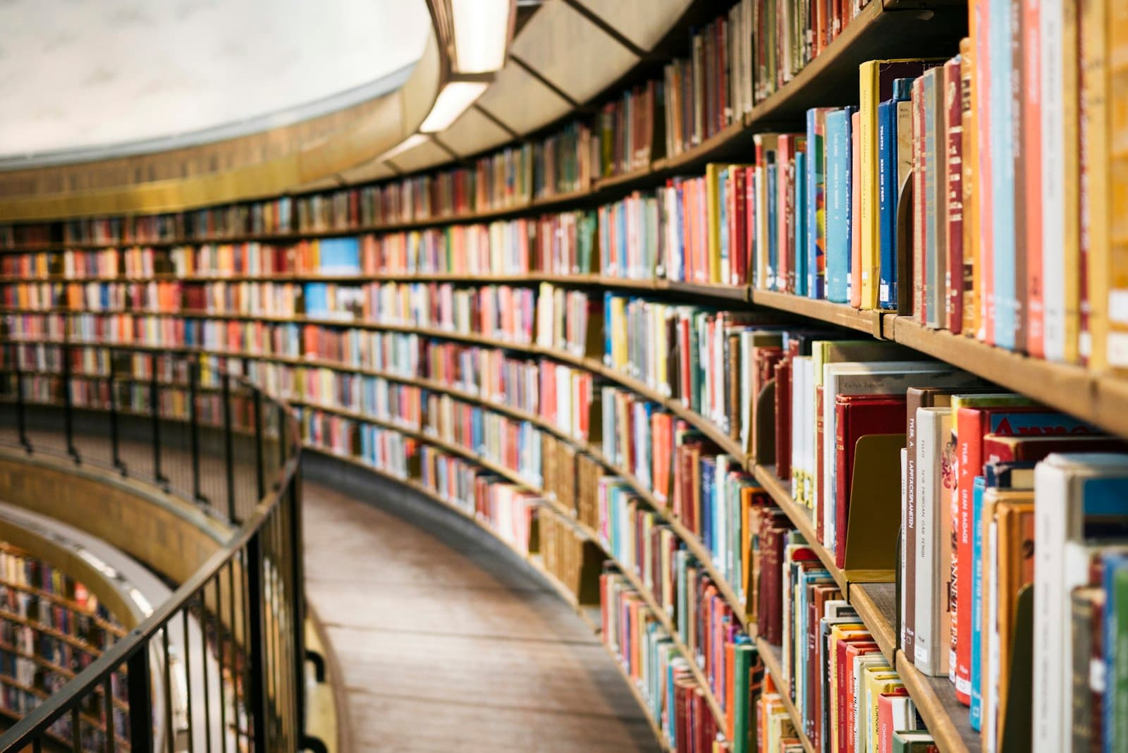 Bookshelves filled with academic volumes