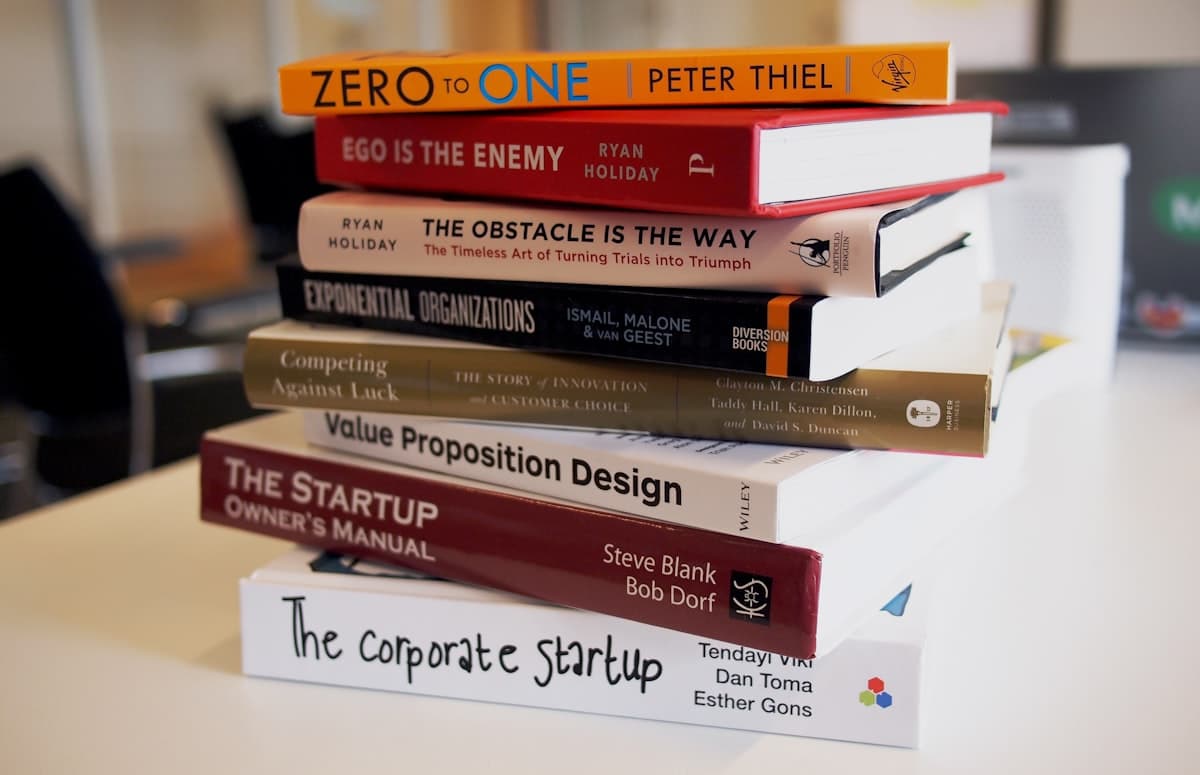 A stack of hardbound books