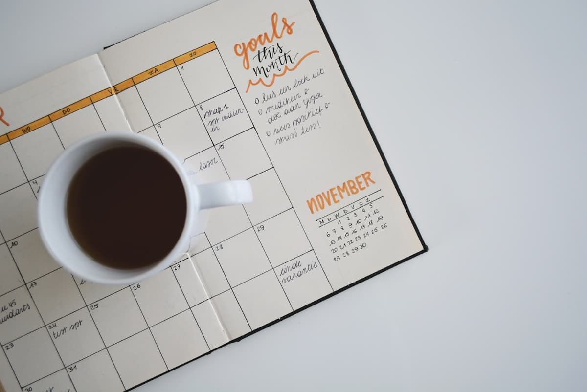 A wall calendar marking dates