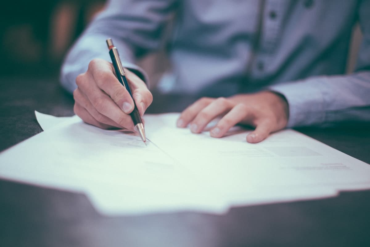 A document being reviewed and annotated
